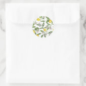 Lemon branches with blossoms and fruit on white ronde sticker (Tas)
