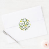 Lemon branches with blossoms and fruit on white ronde sticker (Envelop)