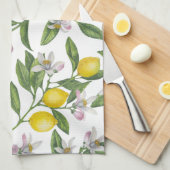 Lemon branches with blossoms and fruit on white theedoek (Quarter Fold)