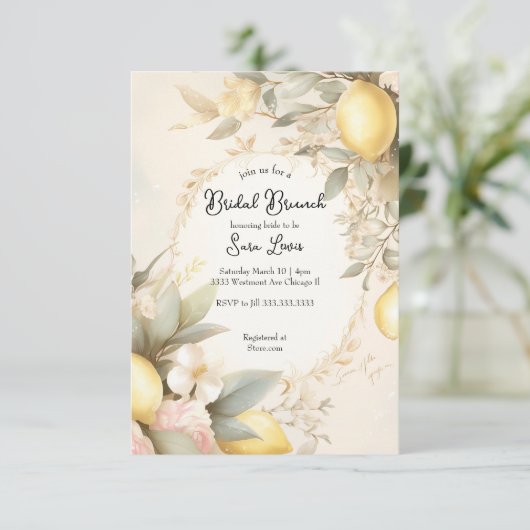 Lemon Bridal douche uitnodiging Lemons uitnodiging (Staand voorkant)