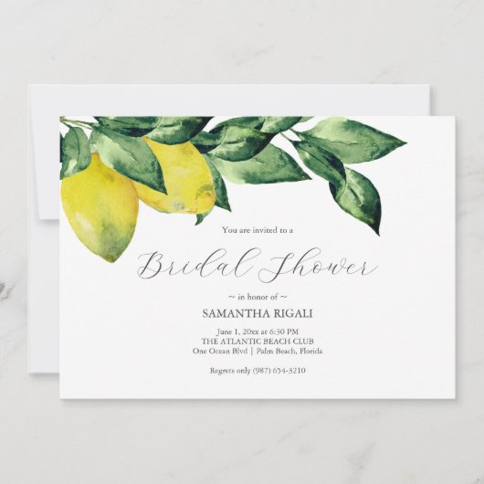 Lemon Bridal douche uitnodigingen | Horizontaal (Voorkant)