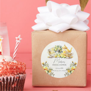 Lemon Bridal Tea Party Dank u Ronde Sticker