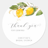 Lemon Bright Citrus Bloemige Bruiloft Feest Dank J Ronde Sticker (Voorkant)