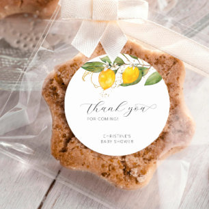 Lemon Bright Citrus Floral Baby shower Hartelijk d Ronde Sticker
