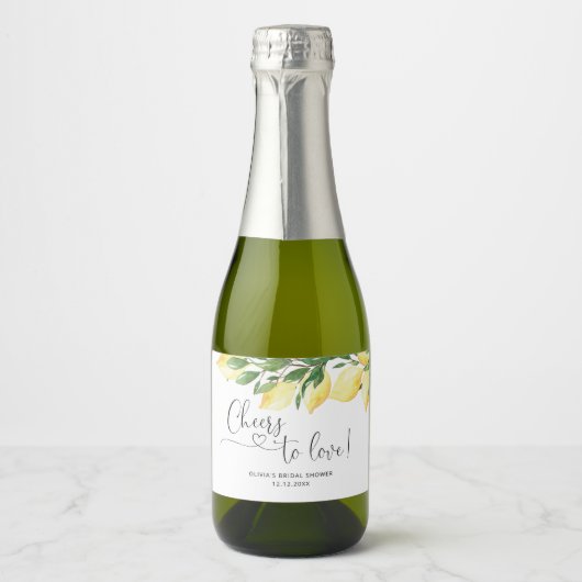 Lemon Bruiloft Feestelijke Wijnlabel Sparkling Wijnetiket (Voorkant)