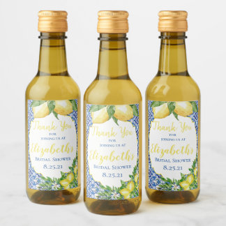 Lemon Bruiloft Mini Wijnfles Label Wijn Etiket