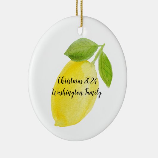 Lemon Ceramic Personalized Year Kerstmis Ornament (Rechts)