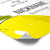 Lemon Citrus 1st Birthday Milestone Roze Poster (Hoek)