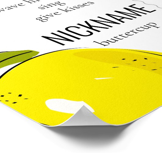 Lemon Citrus 1st Birthday Milestone Roze Poster (Hoek)