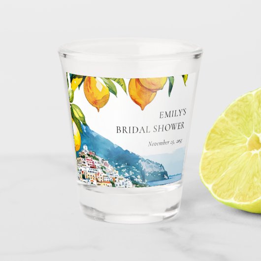 Lemon Citrus Amalfi-kust Bruidsfeest Shot Glas (Voorkant)