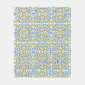 Lemon Citrus Blue Mediterranean Tile Pattern Fleece Deken (Voorkant)