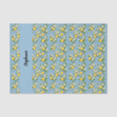 Lemon Citrus Blue Tile Pattern Monogram Name Tissuepapier (Voorkant)