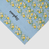 Lemon Citrus Blue Tile Pattern Monogram Name Tissuepapier (Detail)