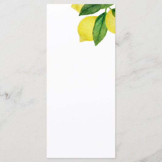Lemon Citrus Branch Greenery Vrijgezellenfeest Menu (Achterkant)