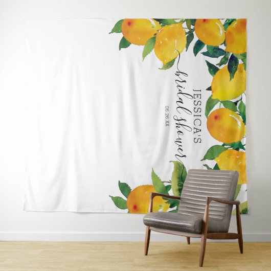 Lemon Citrus Bridal Main Squeeze Welcome Sign Wandkleed (In Situ (horizontaal))