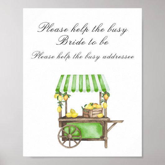 Lemon Citrus bridal shower  - help the busy bride Poster (Voorkant)