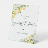Lemon Citrus bruiloft gastenboek teken Reclamebord Met Voetstuk (Voorkant)
