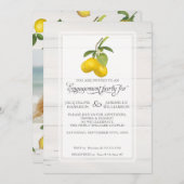 Lemon Citrus Floral Grey Yellow Foliage Verloving Kaart (Voorkant / Achterkant)