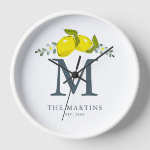 Lemon Citrus Floral White Monogram