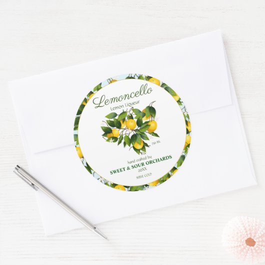 Lemon Citrus Fruit Lemoncello Ronde Sticker (Envelop)
