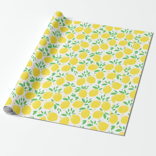 Lemon Citrus Fruit Orchard Theme Pattern Gift Cadeaupapier (Uitgerold)