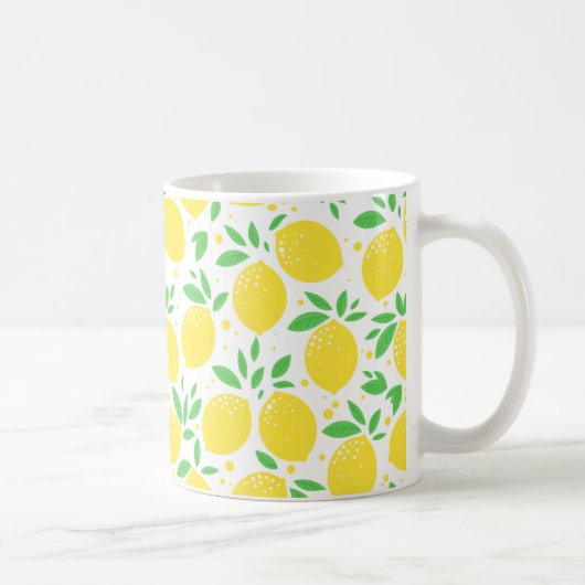Lemon Citrus Fruit Orchard Yellow Pattern Koffiemok (Rechts)