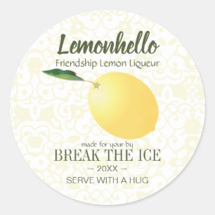 Lemon Citrus Fruit Vriendschap Hallo Funny Ronde Sticker
