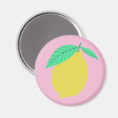 Lemon Citrus Fruity Fun op roze Magneet (Voorkant / Achterkant)