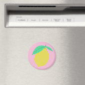 Lemon Citrus Fruity Fun op roze Magneet (Insitu (Vaatwasser))