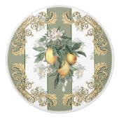 Lemon Citrus | Groen en wit gestreept legant Keramische Knop (Voorkant)