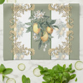 Lemon Citrus | Groen en wit gestreept legant Theedoek (Gevouwen)