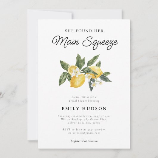Lemon Citrus Main Squeeze Vrijgezellenfeest Kaart (Voorkant)
