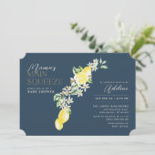 Lemon Citrus Mama's Main Squeeze Blue Baby shower Kaart (Staand voorkant)