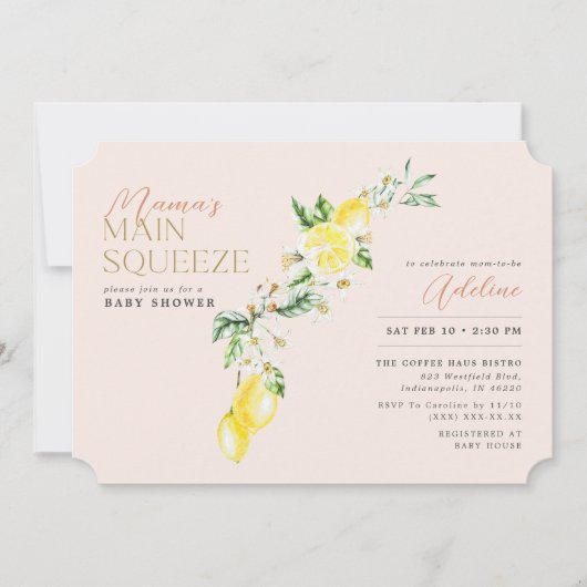 Lemon Citrus Mama's Main Squeeze Blush Baby shower Kaart (Voorkant)