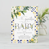 Lemon Citrus Mediterranean Botanical Baby shower Kaart (Staand voorkant)