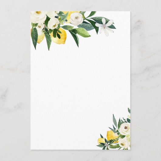 Lemon Citrus Mediterranean Botanical Baby shower Menu (Achterkant)