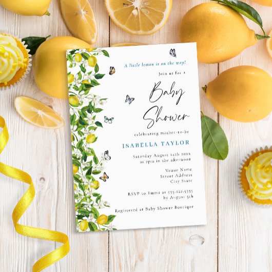 Lemon Citrus Modern Baby shower Kaart