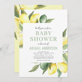 Lemon Citrus Modern Waterverf Baby shower   Kaart