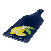 Lemon Citrus Monogram Navy Blue Snijplank (Hoek)