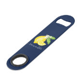 Lemon Citrus Monogram Navy Blue Speed Flessenopener (Voorkant Gekanteld)