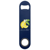 Lemon Citrus Monogram Navy Blue Speed Flessenopener (Voorkant)