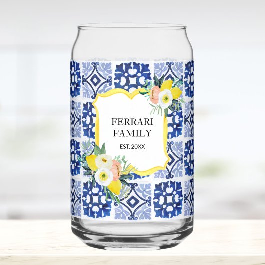 Lemon Citrus Navy Blue Italian Mediterranean