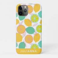 Lemon Citrus Pattern in Blauwgroen Geel Gepersonal
