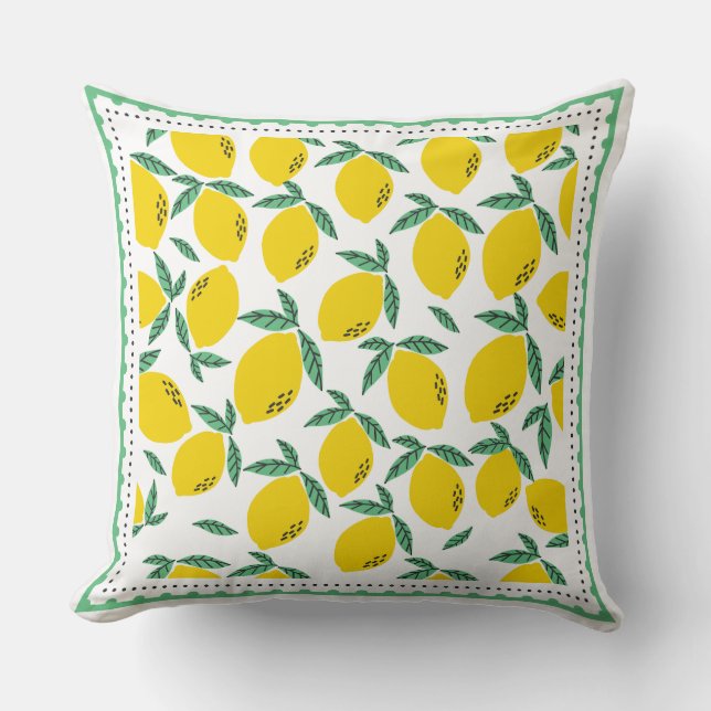 Lemon Citrus Pattern Kussen (Voorkant)