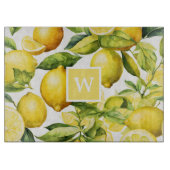 Lemon Citrus Pattern Monogram Snijplank (Voorkant)
