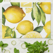 Lemon Citrus Pattern Monogram Theedoek (Gevouwen)
