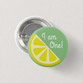 Lemon Citrus Slice Fruit 1st Birthday Button Pin (Voorkant /achterkant)