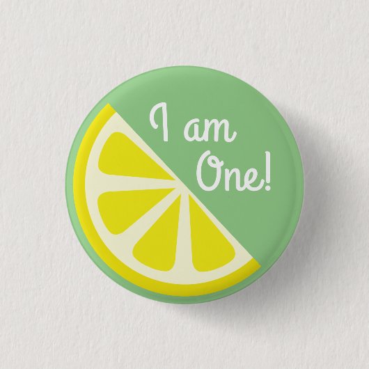 Lemon Citrus Slice Fruit 1st Birthday Button Pin (Voorkant)