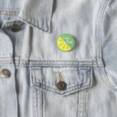 Lemon Citrus Slice Fruit 1st Birthday Button Pin (In situ)