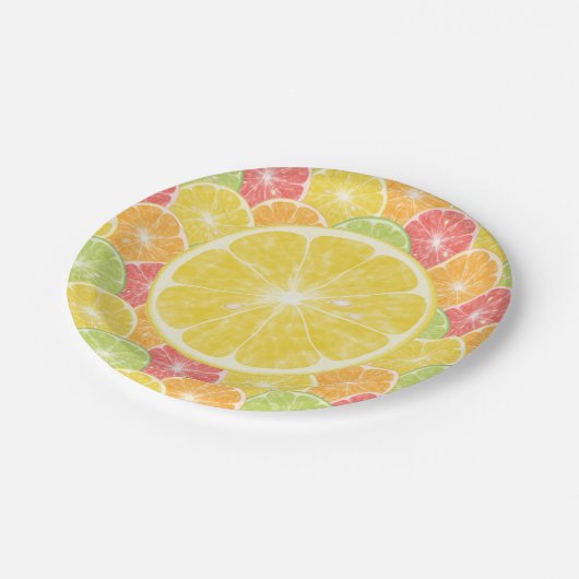 Lemon Citrus Slices Papieren Bordje (Gekanteld)